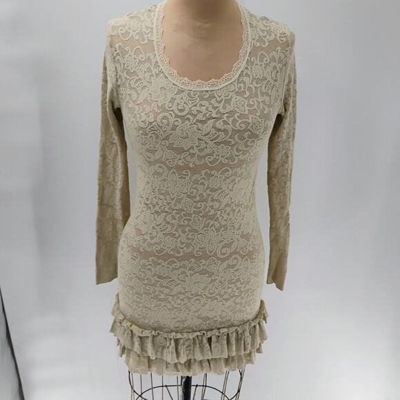 Suggest by Pain De Sucre Sz 1 Small Eggshell White Sheer Lace Nightie Chemise - Picture 11 of 13